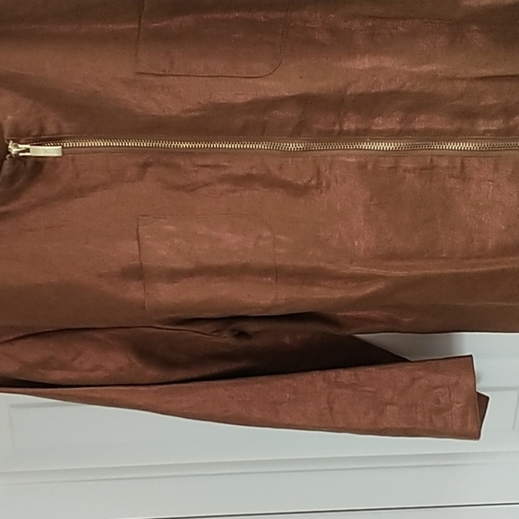 Chico's Shimmer Bronze Linen Jacket Chico's 2 --M US 10/12 - Picture 7 of 10